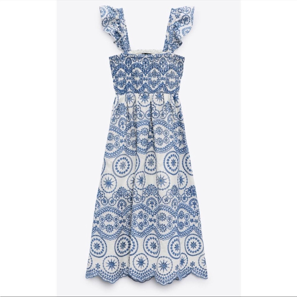 Zara Embroidery Openwork Dress Rare